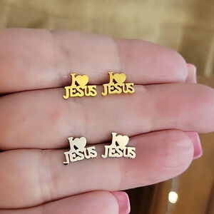 Jesus Christian Stud Earrings, choice of color